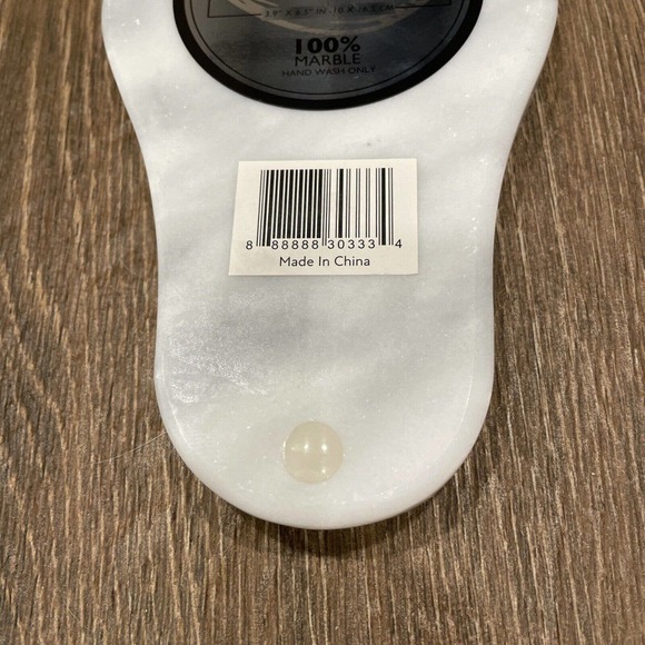 Natural 100% Marble Large Spoon Rest 6.5 X 4” Anti-Skid Silicone Feet White Gray - Picture 4 of 6